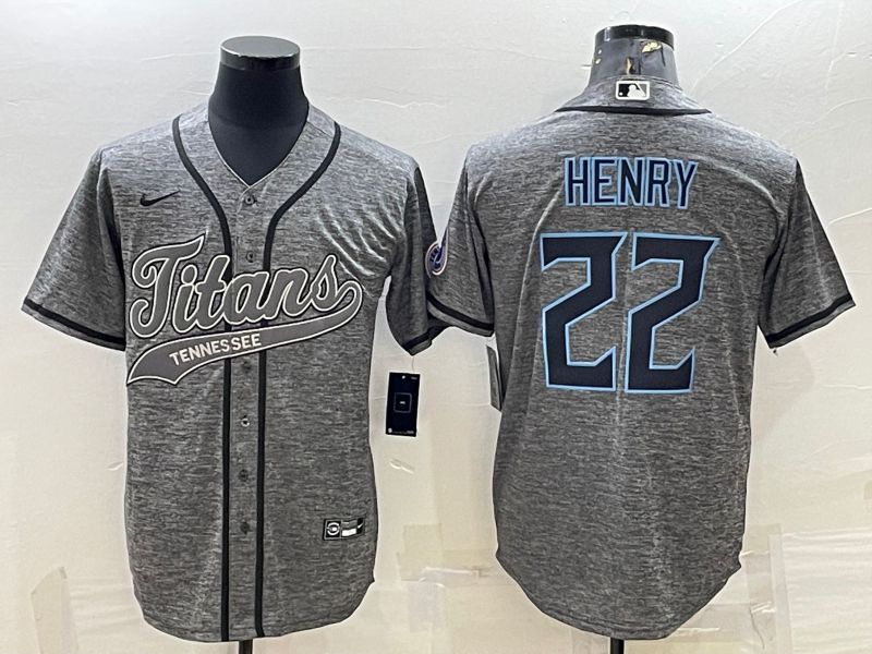 Men Tennessee Titans #22 Henry Grey hemp ash 2022 Nike Co branded NFL Jerseys